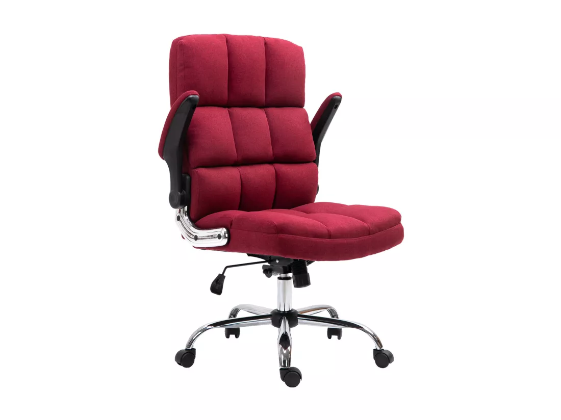 Chaise de bureau MCW-J21, tissu/textile rouge-vin