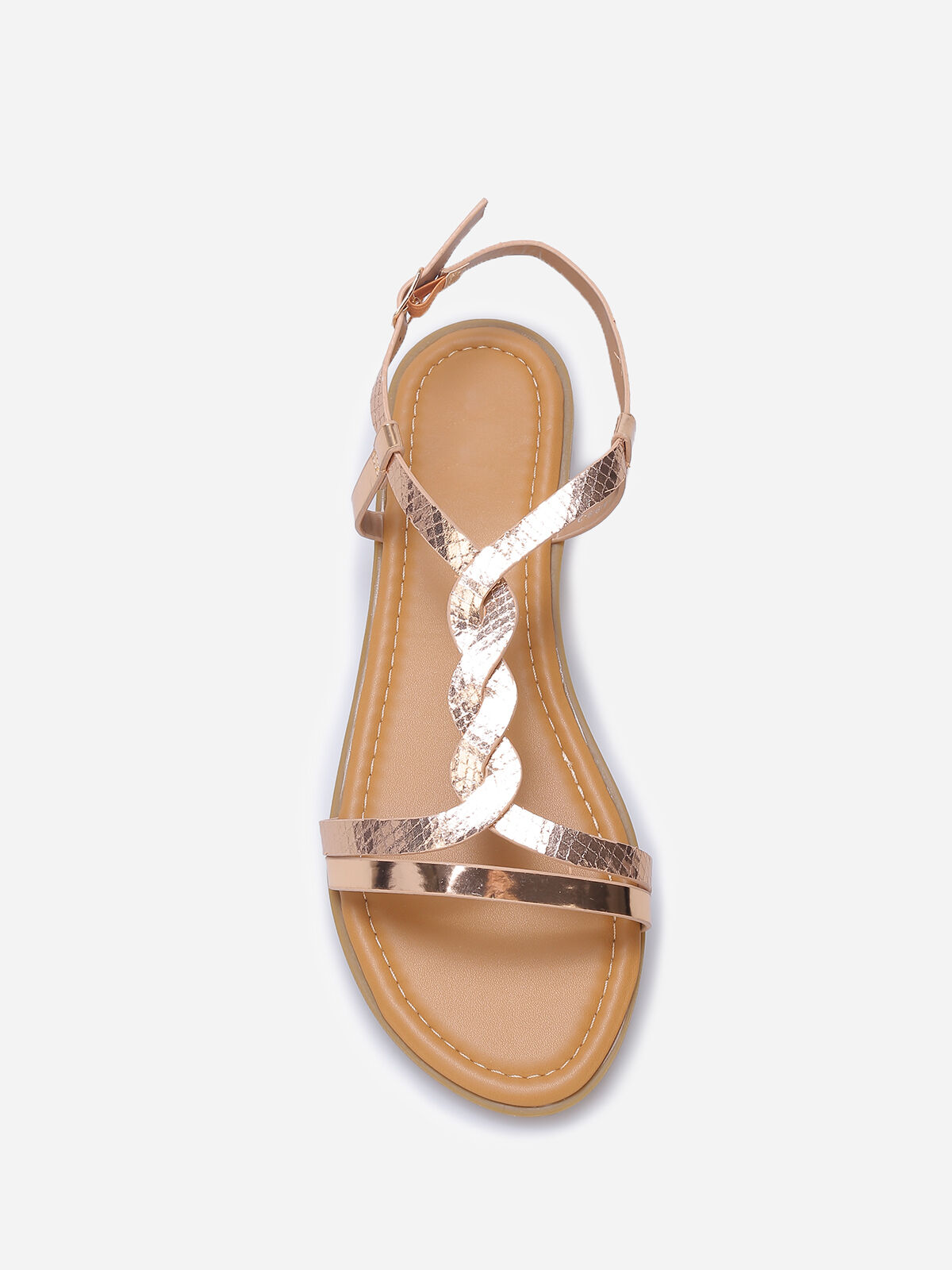 Nu-pieds avec bride style écailles grandes tailles- Doré rose