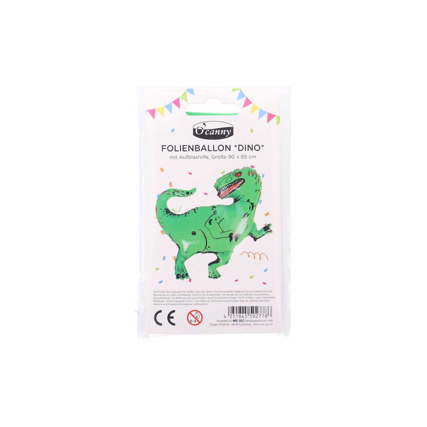 O'Canny Folienballon Dinosaurier 90 x 85 cm