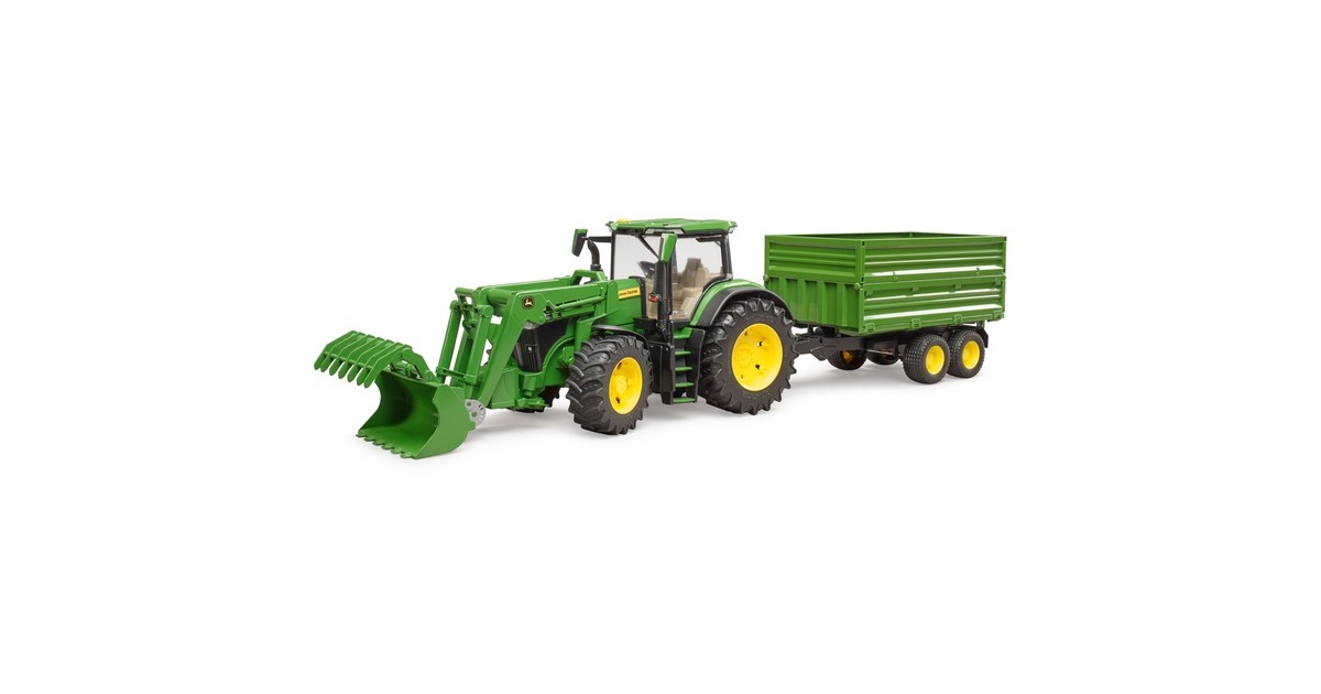 bruderJohn Deere 7R 350 met Frontlader en transportaanhanger Modelvoertuig  (03155)