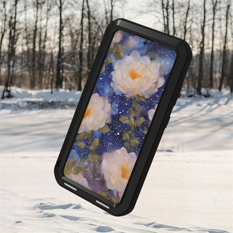 Samsung Galaxy S25 Silikon Metall Outdoor Case   Panzerfolie - Schwarz