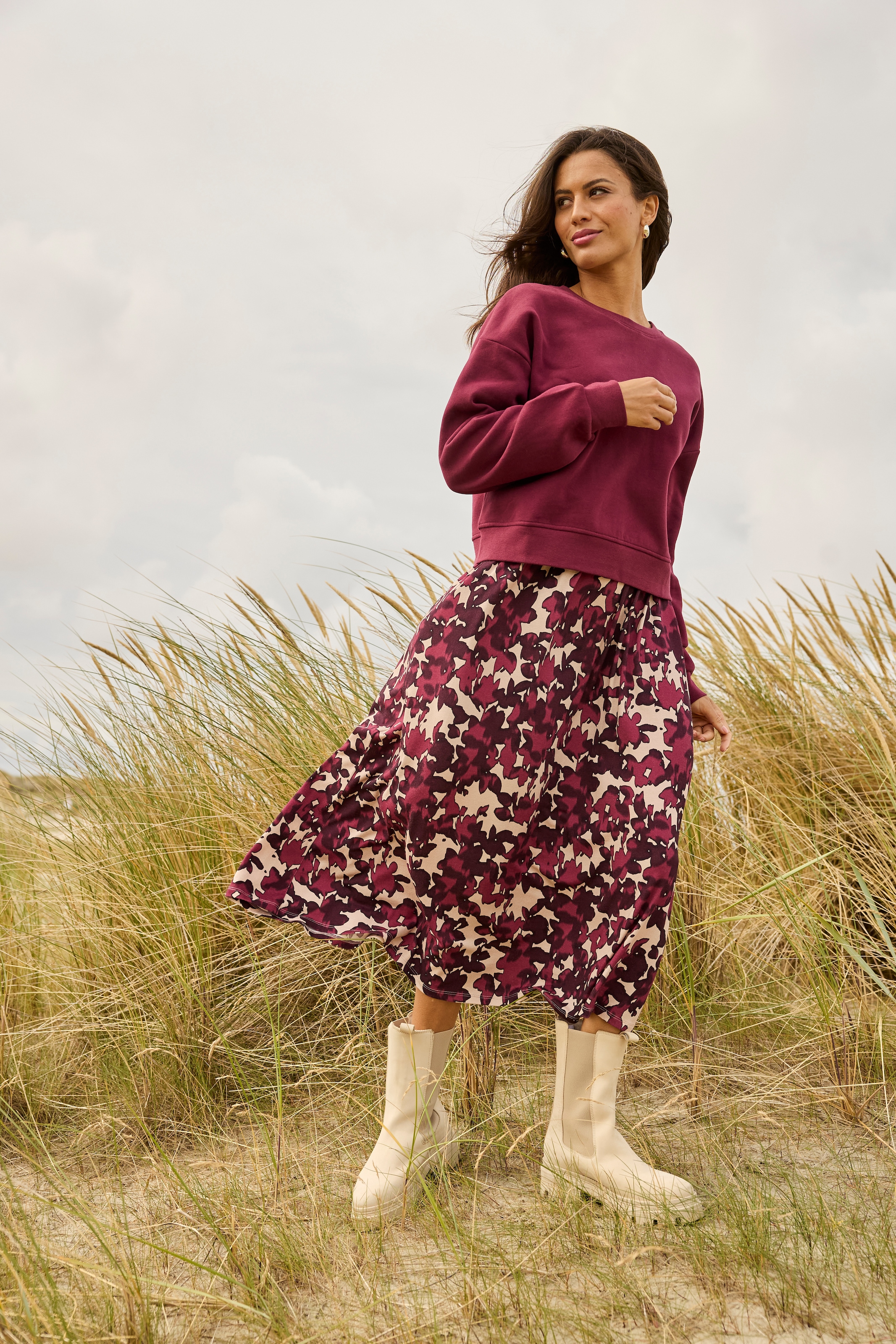 Laura Scott Midikleid elegantes Blumenmuster aus Viskose-Mischung - NEUE KOLLEKTION