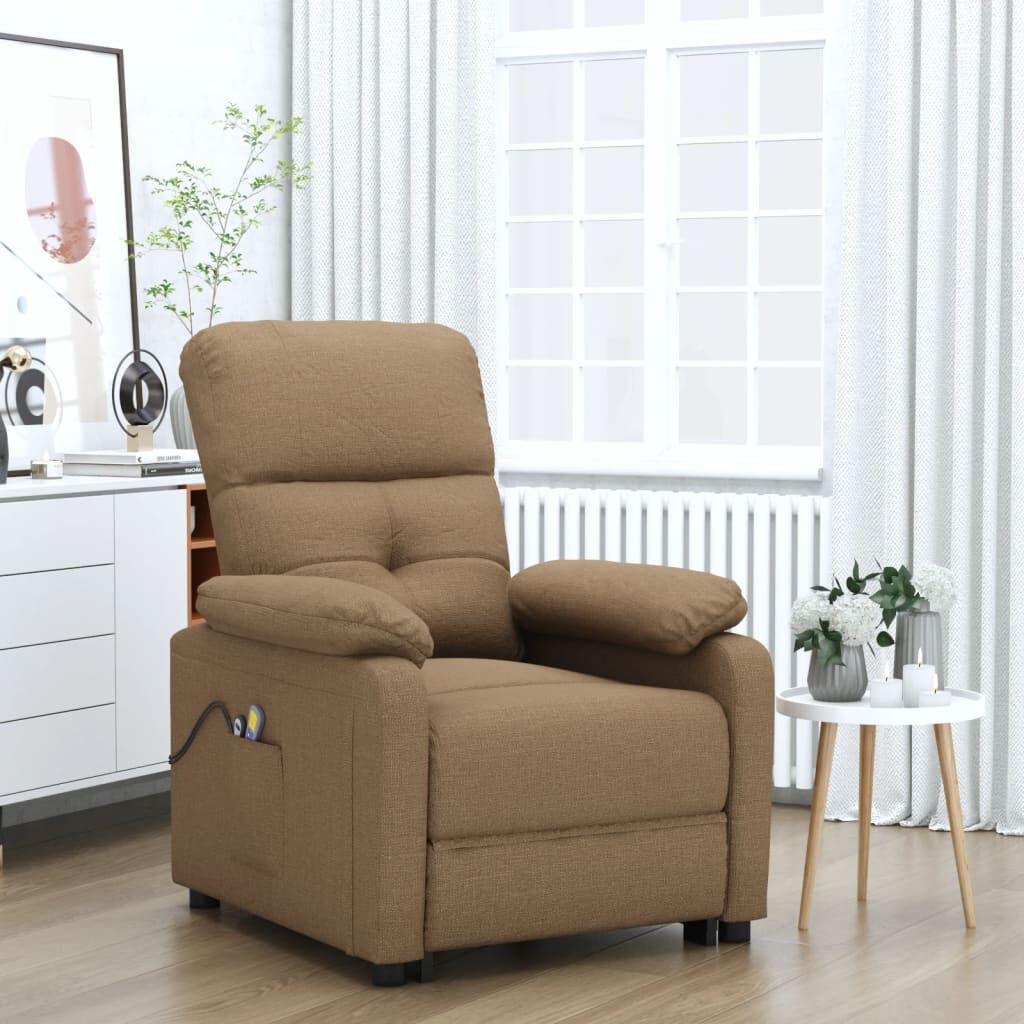 vidaXL Elektrische massagestoel, bruin, stoffen bekleding