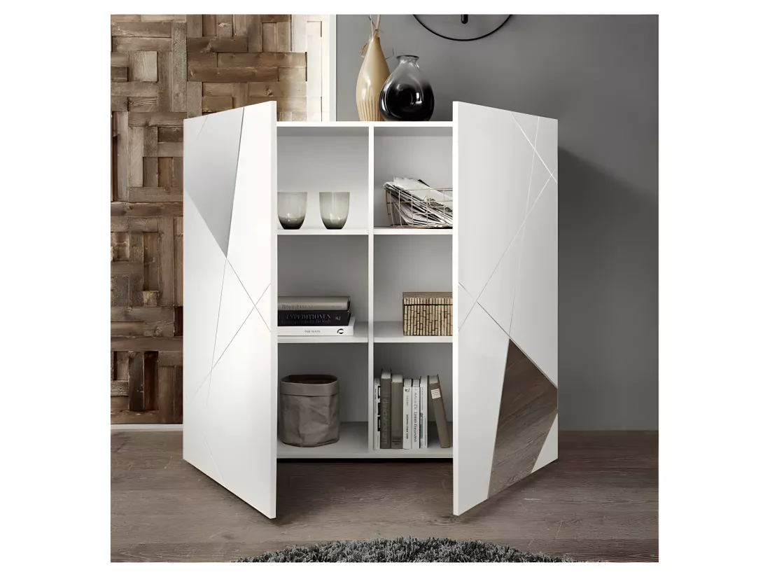 Argentier 2 portes laqué Blanc brillant - METRIA