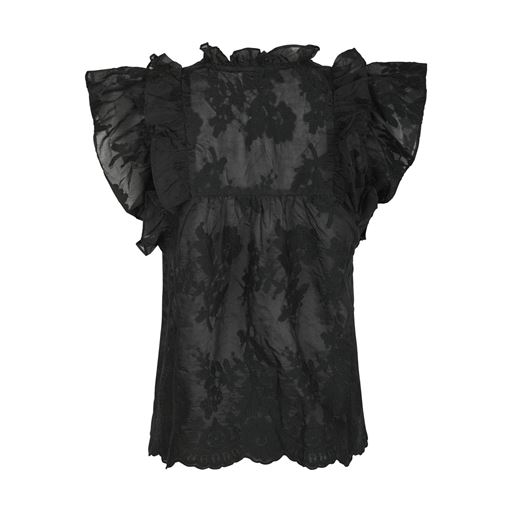 Neo Noir Jayla Big Embroidery Bluse, Black, 34