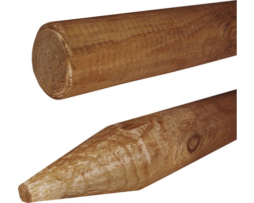 Houten paal, puntig en afgeschuind, 5 x 150 cm, drukgeïmpregneerd, bruin