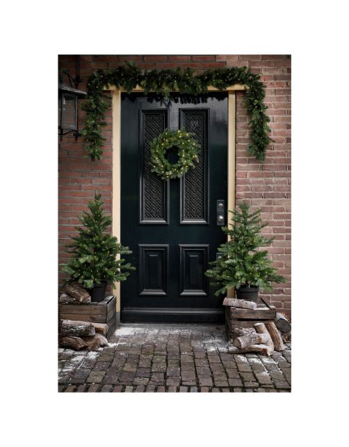 Everlands Guirlande Grandis - Kerstversiering - Groen 80 Led