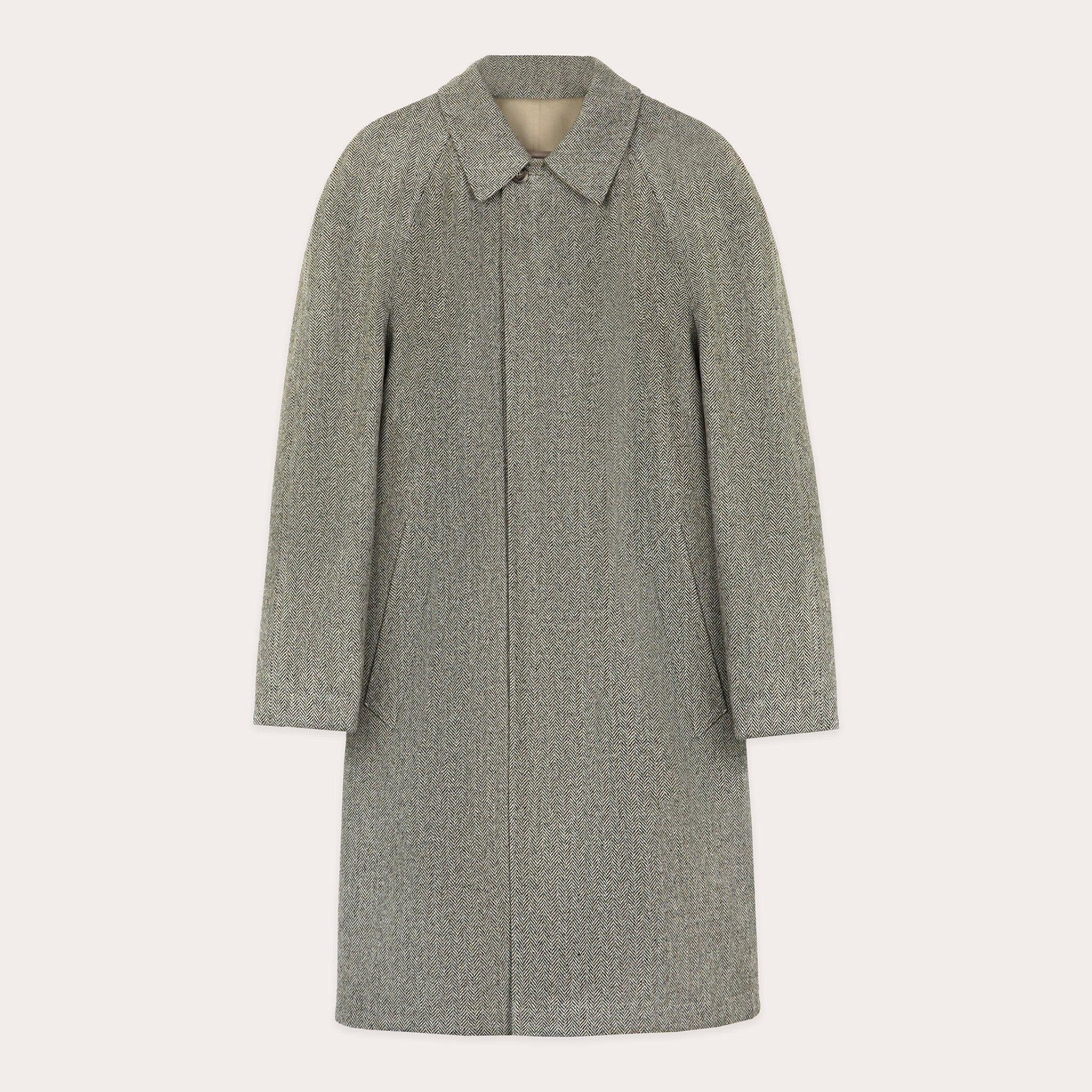 Reversible mac in water-repellent cotton and beige wool