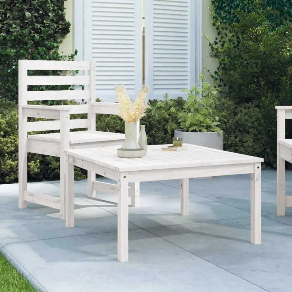 vidaXL - Loungetafel - Wit - Massief grenenhout - 82,5x82,5x45 cm