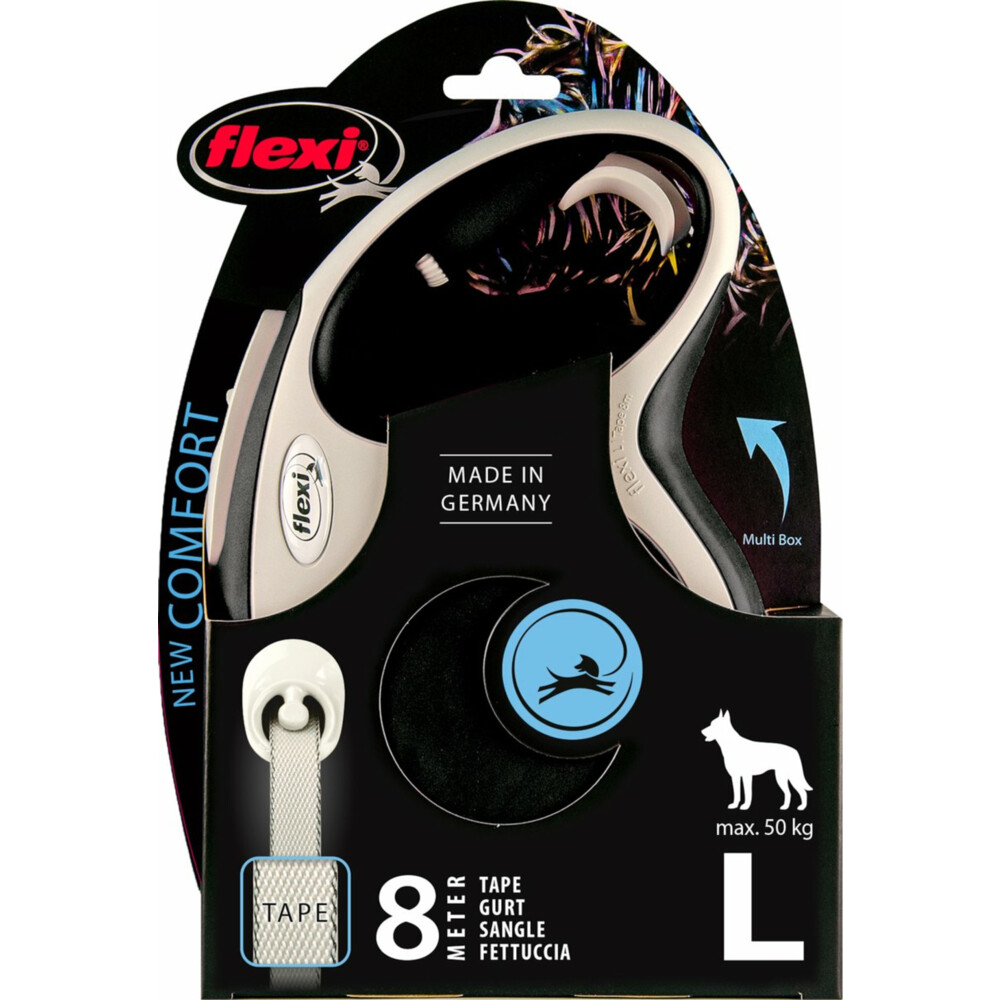 Flexi Rollijn New Comfort Tape 8 mtr tot 50 kg Zwart