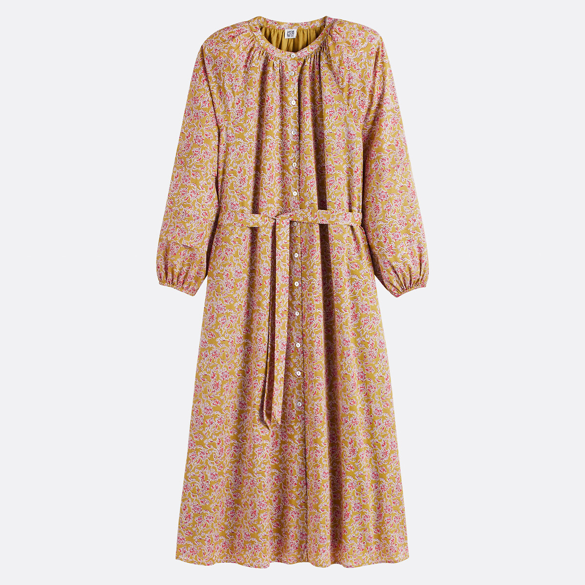 COLEÇÕES LA REDOUTE<br>Vestido longo com estampa floral e mangas bufantes