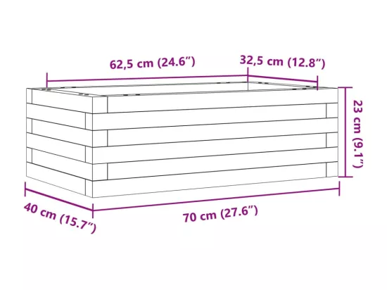 Jardinière bac lit surélevé bois marron 70 x 40 x 23 cm 02_0037772