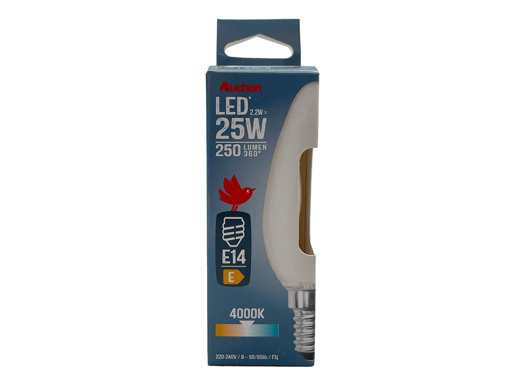LÂMPADA LED VELA AUCHAN E14 25W LUZ BRANCA
