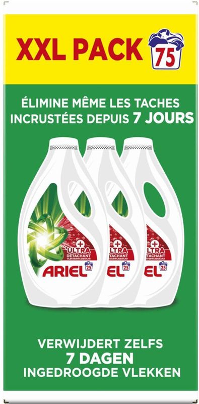 Ariel - Vloeibaar Wasmiddel - 3375 ml - Ultra Vlekverwijderaar - 75 Wasbeurten