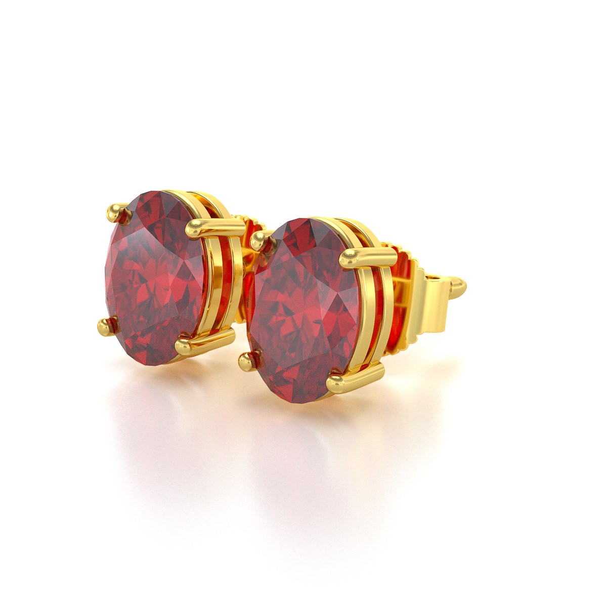 Boucles d'oreilles ADEN Or 585 Jaune et Rubis forme Ovale 1.6grs