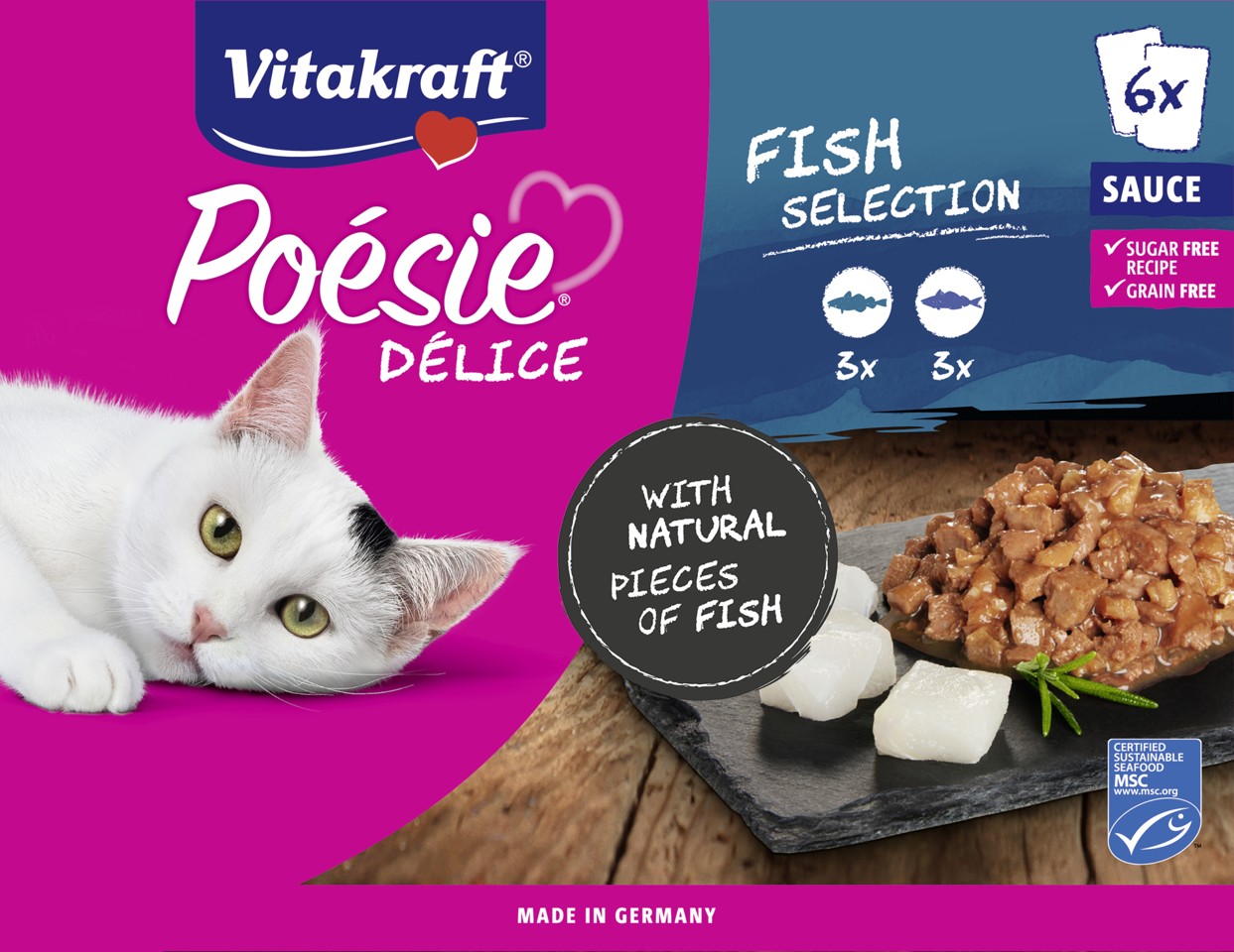 Vitakraft - Poésie®Délice multipak, fiskevarianter 6x85gr
