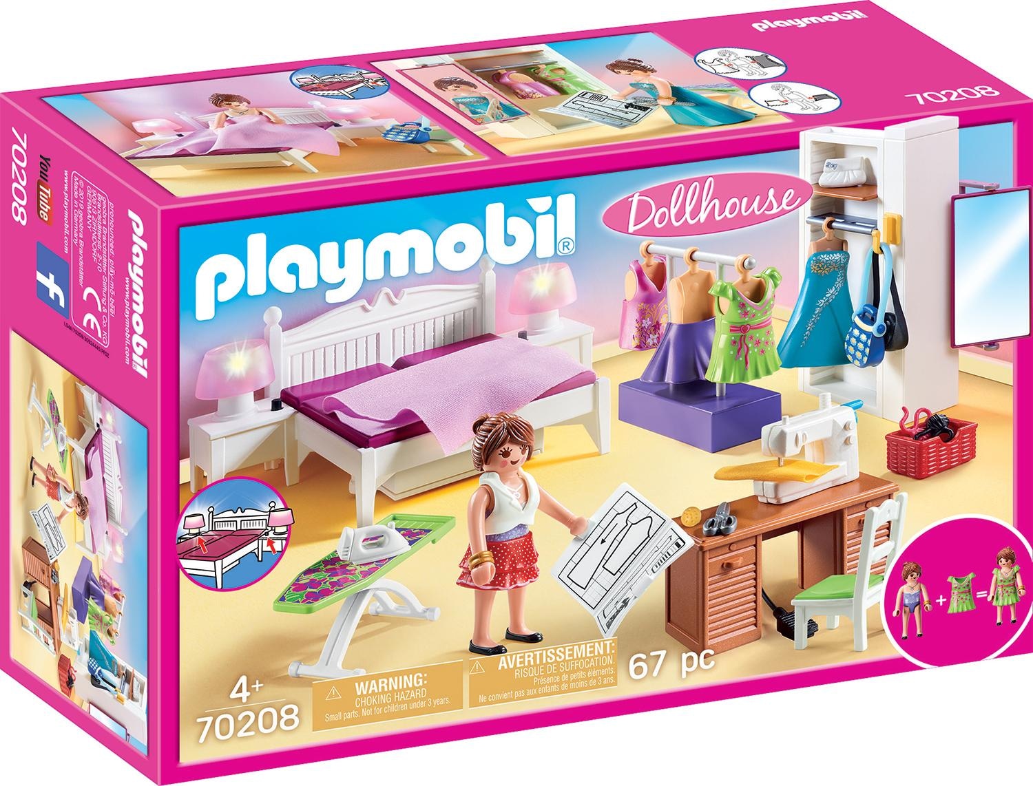 Playmobil® Konstruktions-Spielset »Schlafzimmer mit Nähecke (70208), Dollhouse« Made in Germany