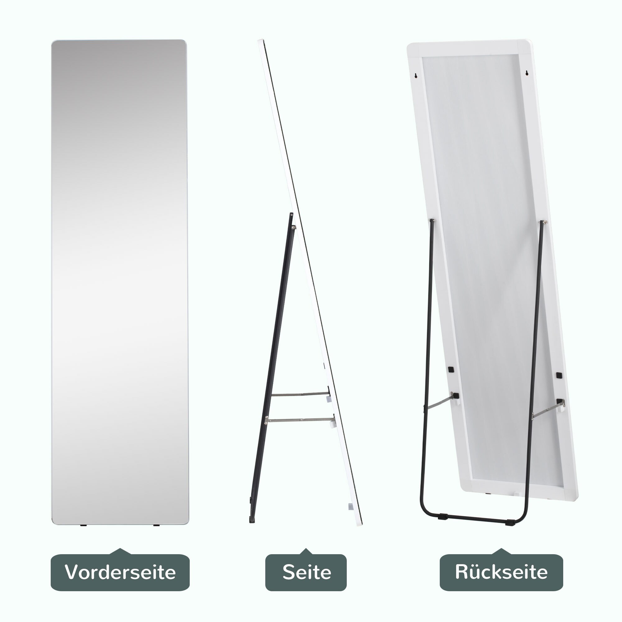 HOMCOM Ganzkörperspiegel freistehend silber 45L x 37B x 158,5H cm