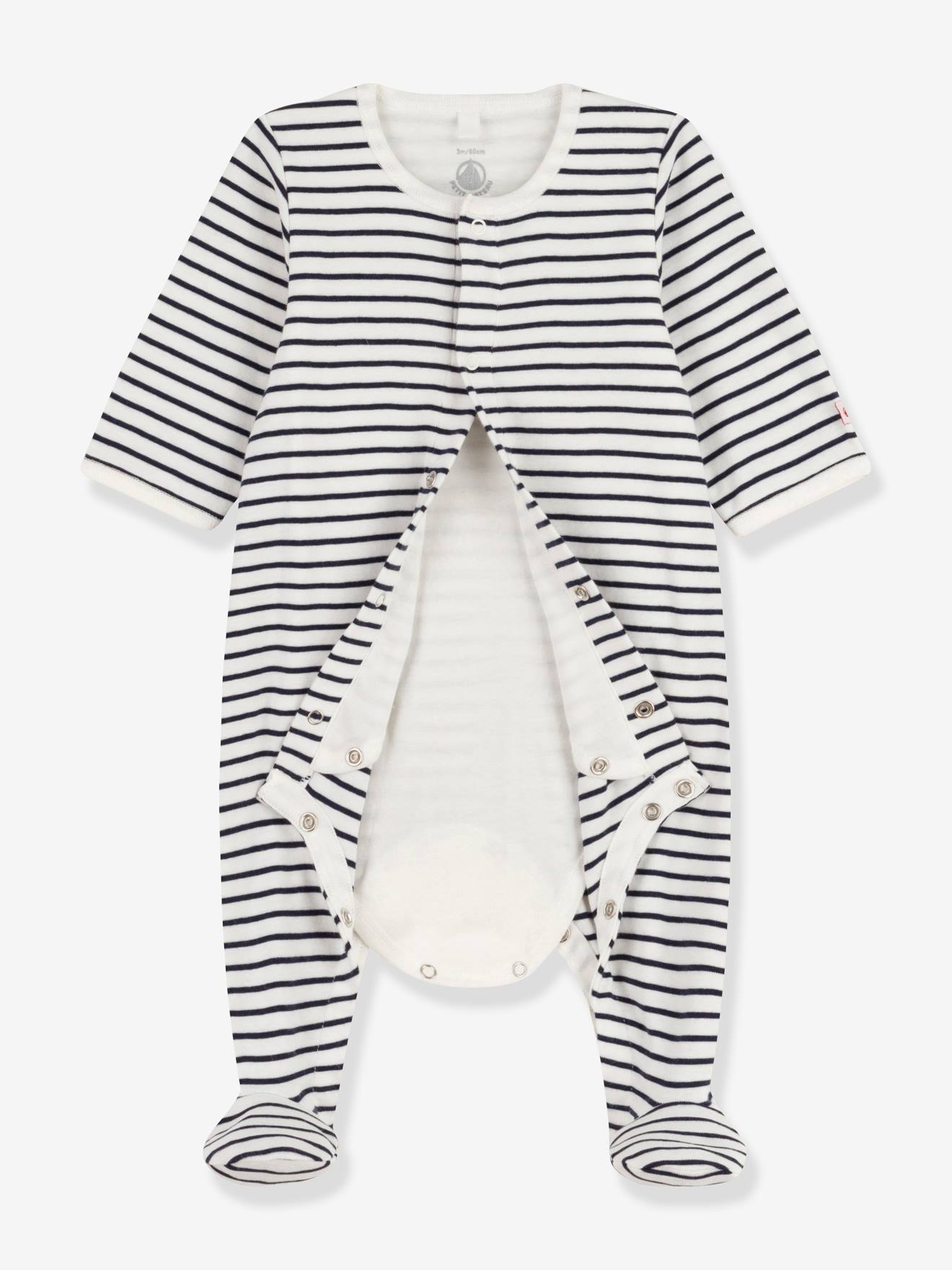 Body/pijama PETIT BATEAU branco de algodão orgânico