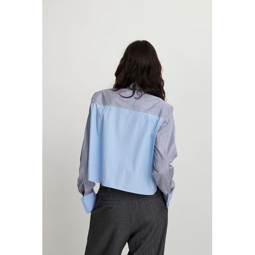 Stella Nova Stribet Cropped Skjorte, Blue Stripes, 42