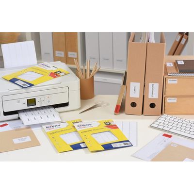 Avery - 120 Étiquettes scolaires blanches lignées bleu - 36 x 56 mm