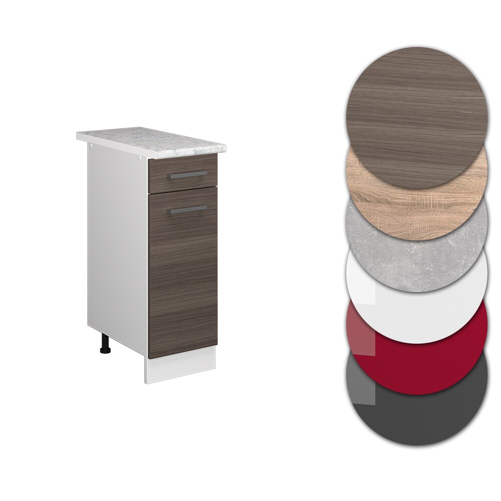 Vicco Schubunterschrank Küchenschrank Küchenzeile R-Line 30 cm Weiß Edelgrau Tür Schublade Arbeitsplatte