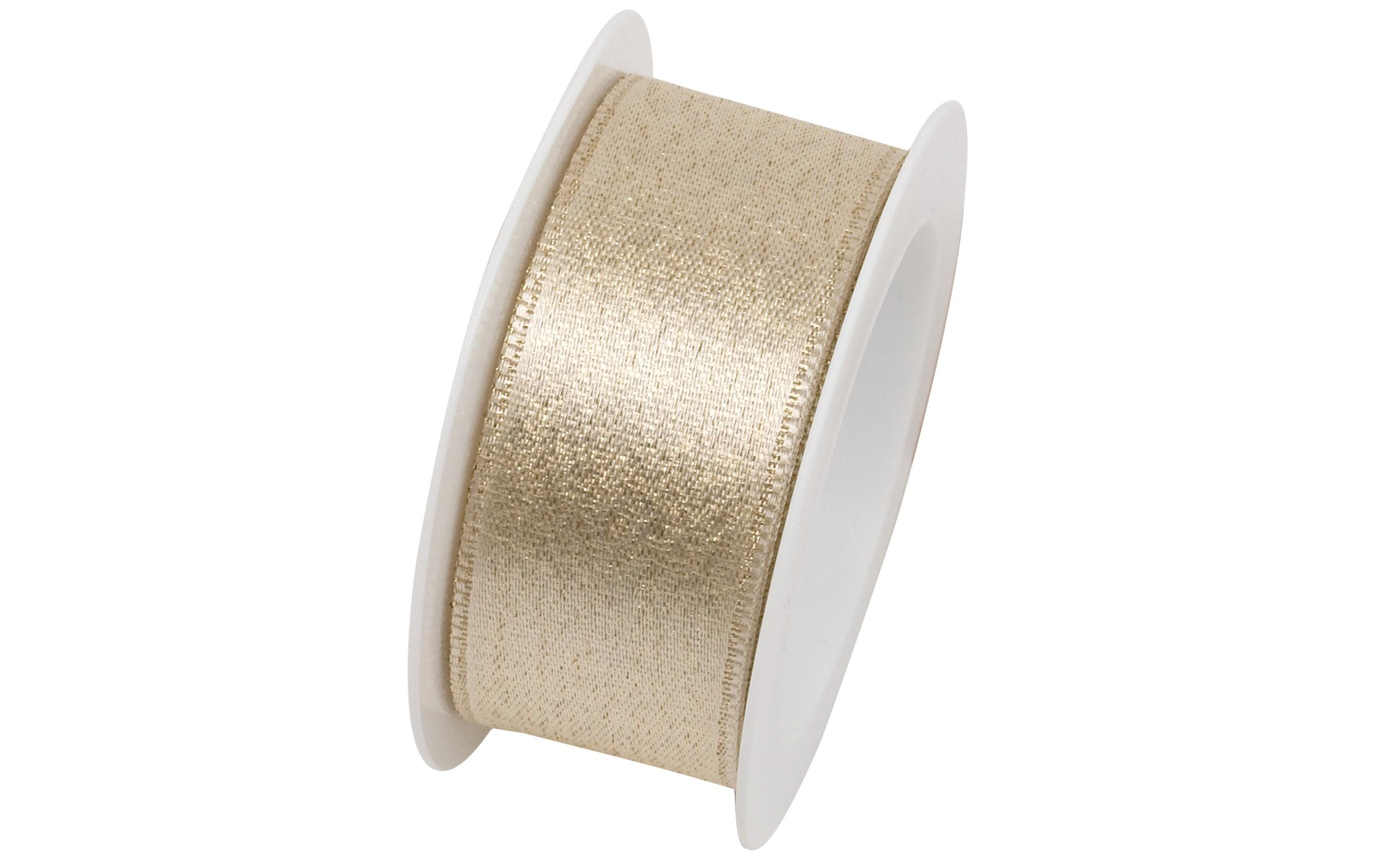 Geschenkband Brilliant 25 mm x 2 m, GoldStoffband zum Verpacken von Geschenken