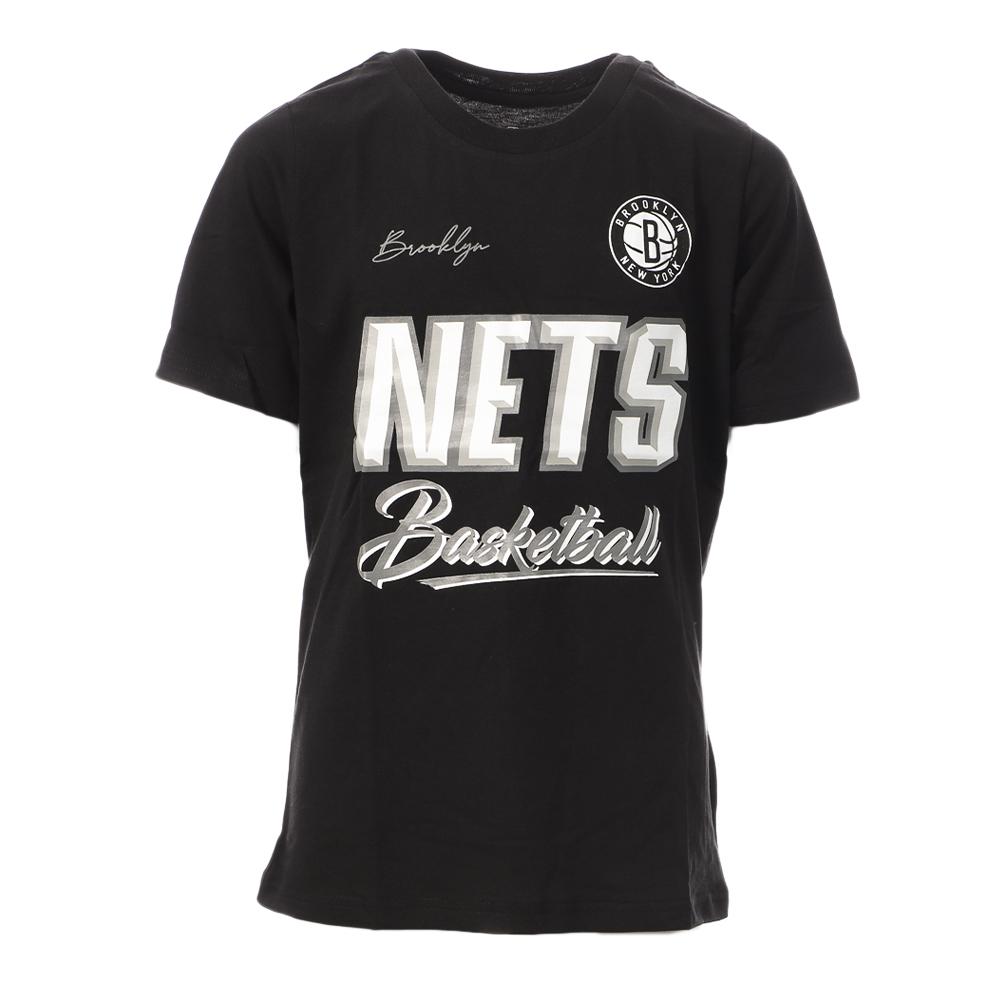 NBA T-shirt Noir Chiné Garçon NBA Track BROOKLYN NETS