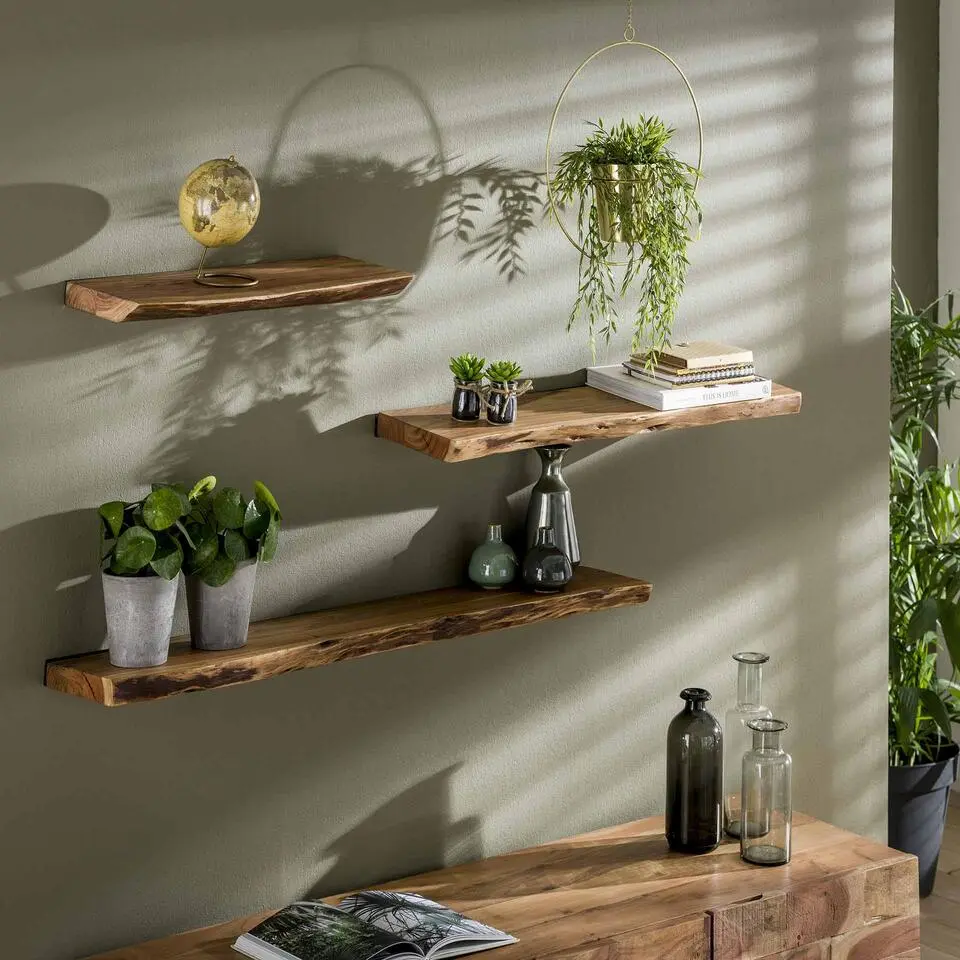 Hoyz - Wandplank Edge - 60cm Breed - Bruin - Acaciahout