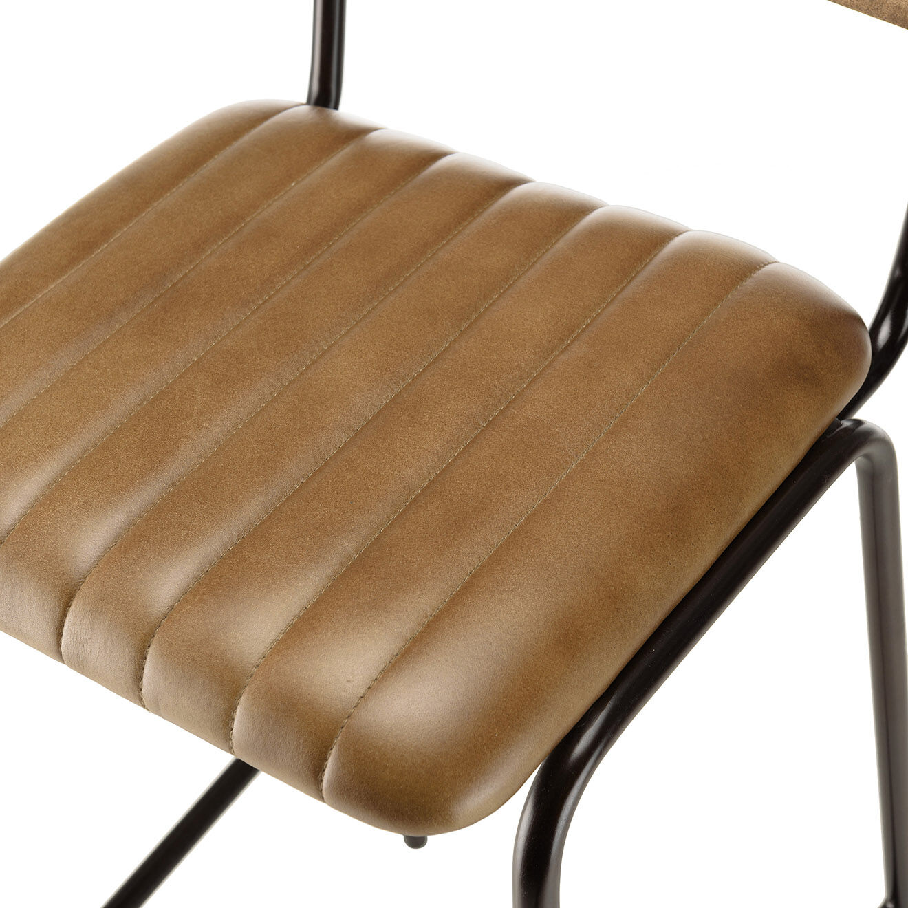 Macabane 2 Tabourets de bar assise matelassée en Cuir rotin/noir - 45x55x104 cm