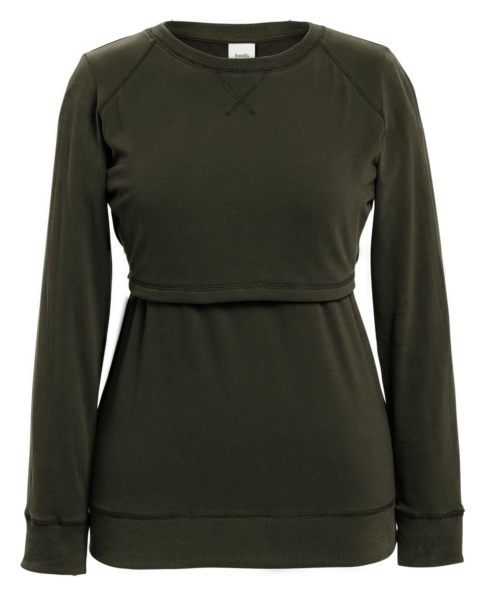 Sweat de grossesse et d'allaitement col rond en coton bio mélangé| Kaki