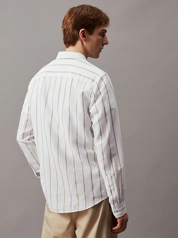 Camisa listrada de algodão e linho