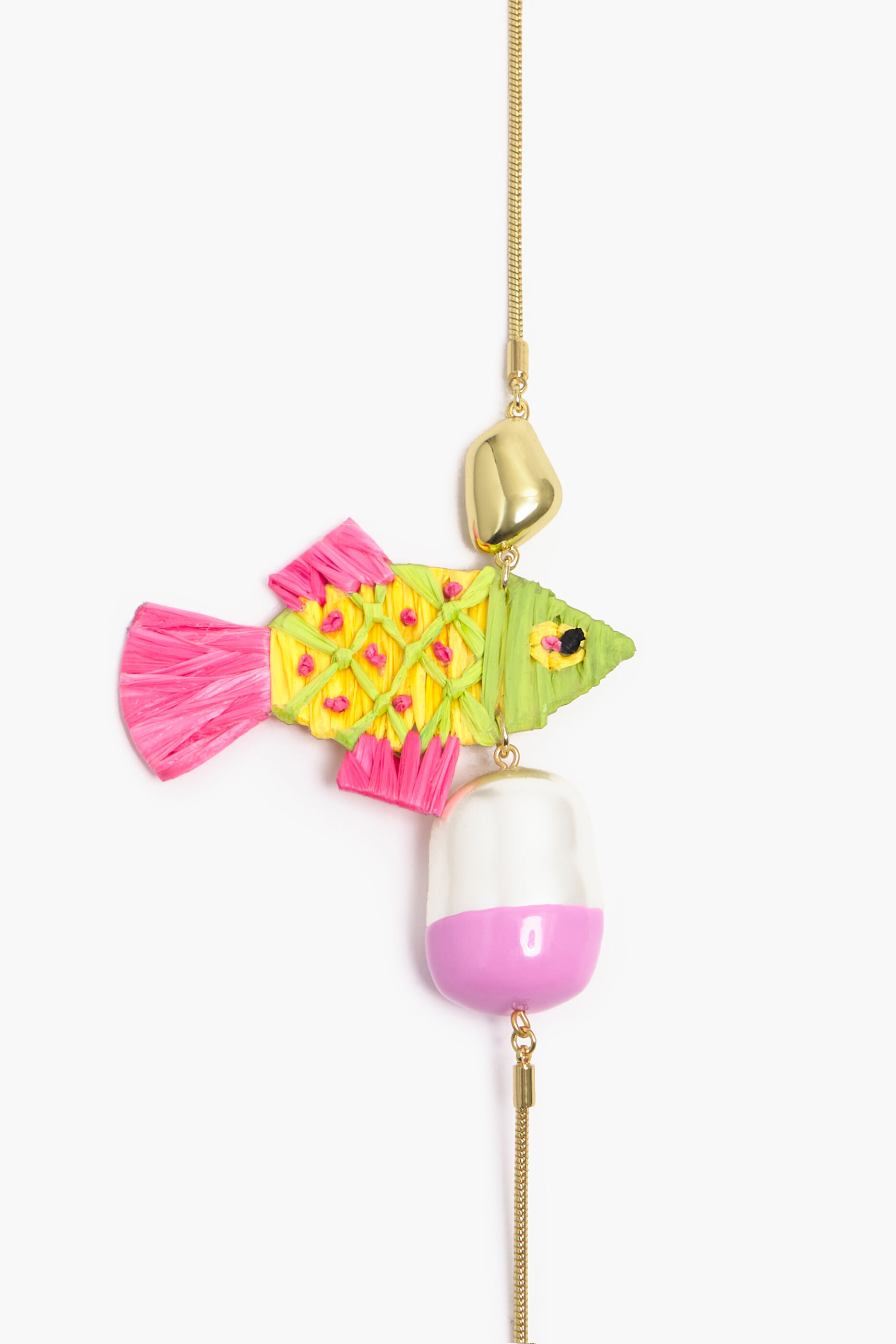 colar de peixe de ráfia multicolorido