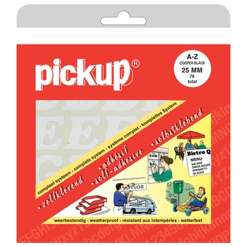 Pickup plakletter A-Z wit 25 mm