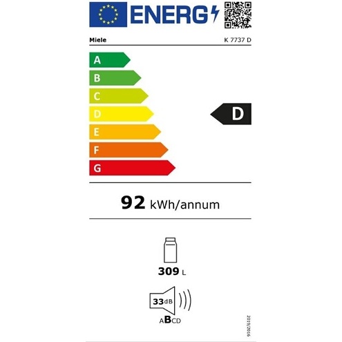 Réfrigérateur 1 porte Miele K 7737 D - ENCASTRABLE 177 CM