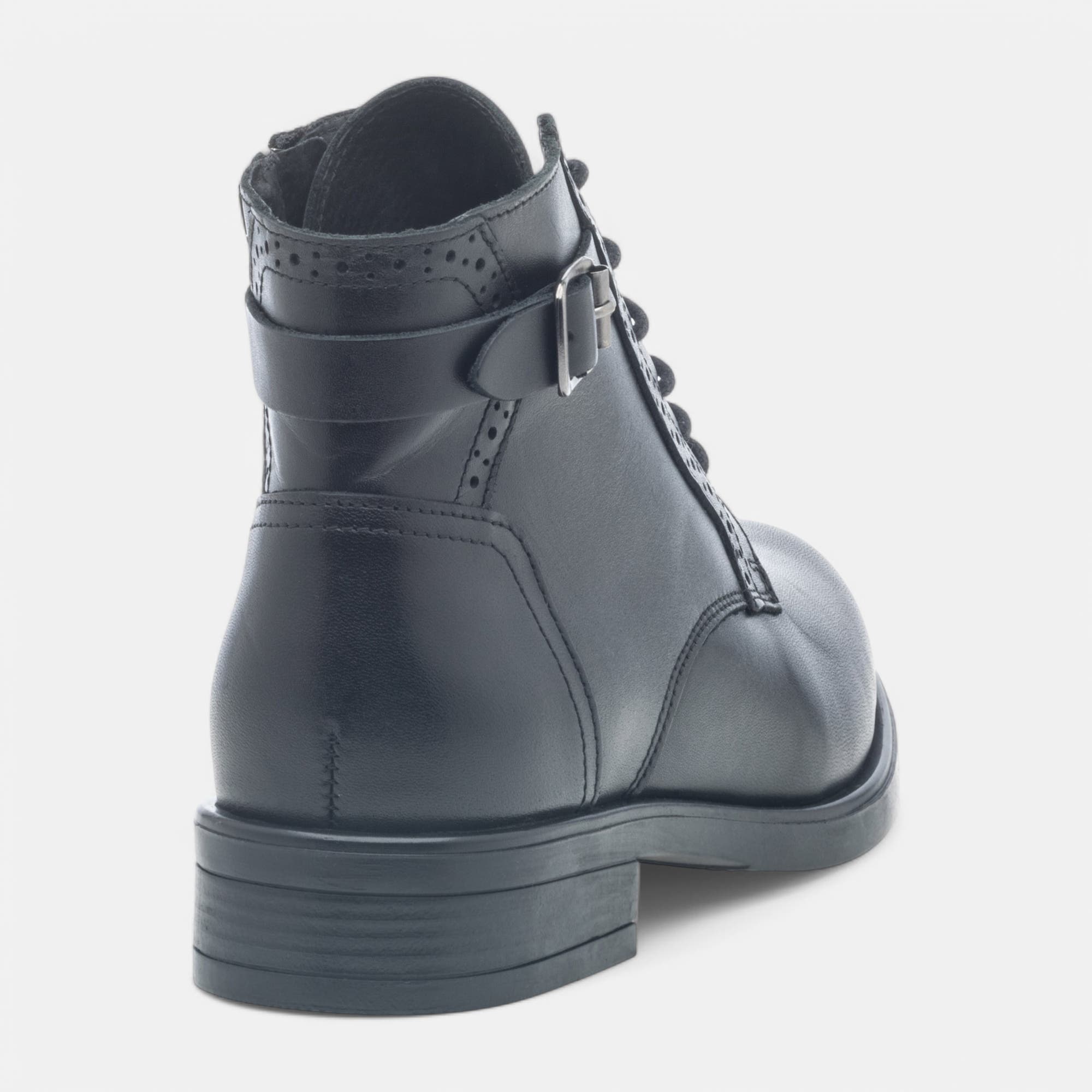 Bottines à lacets Femme en cuir noir