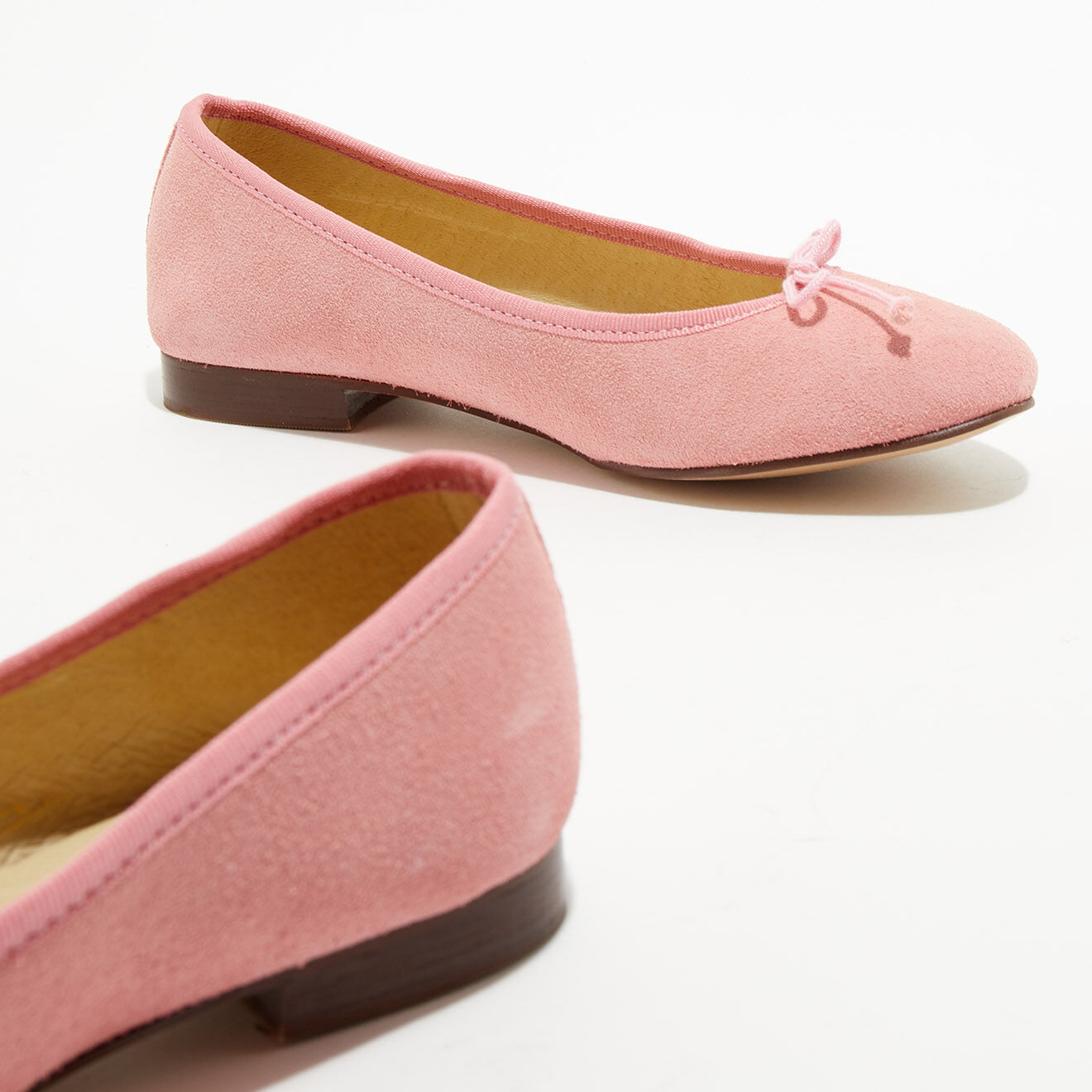 Quartier Latin Ballerines en Velours de Cuir Jeanne roses