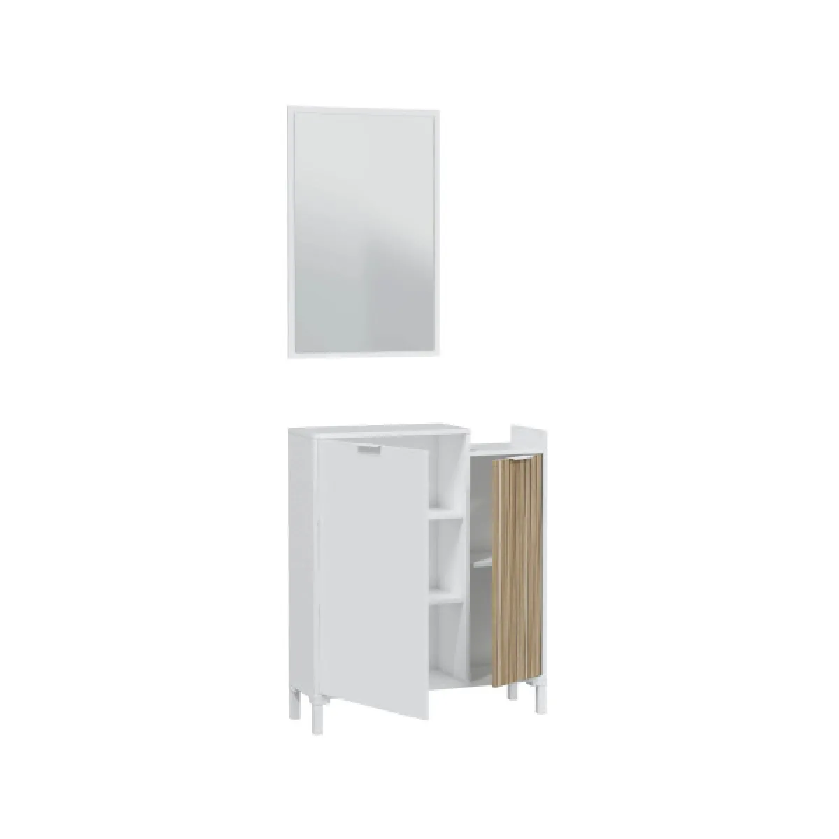 Dansmamaison Meuble d'entrée YANA - Blanc/Bois clair