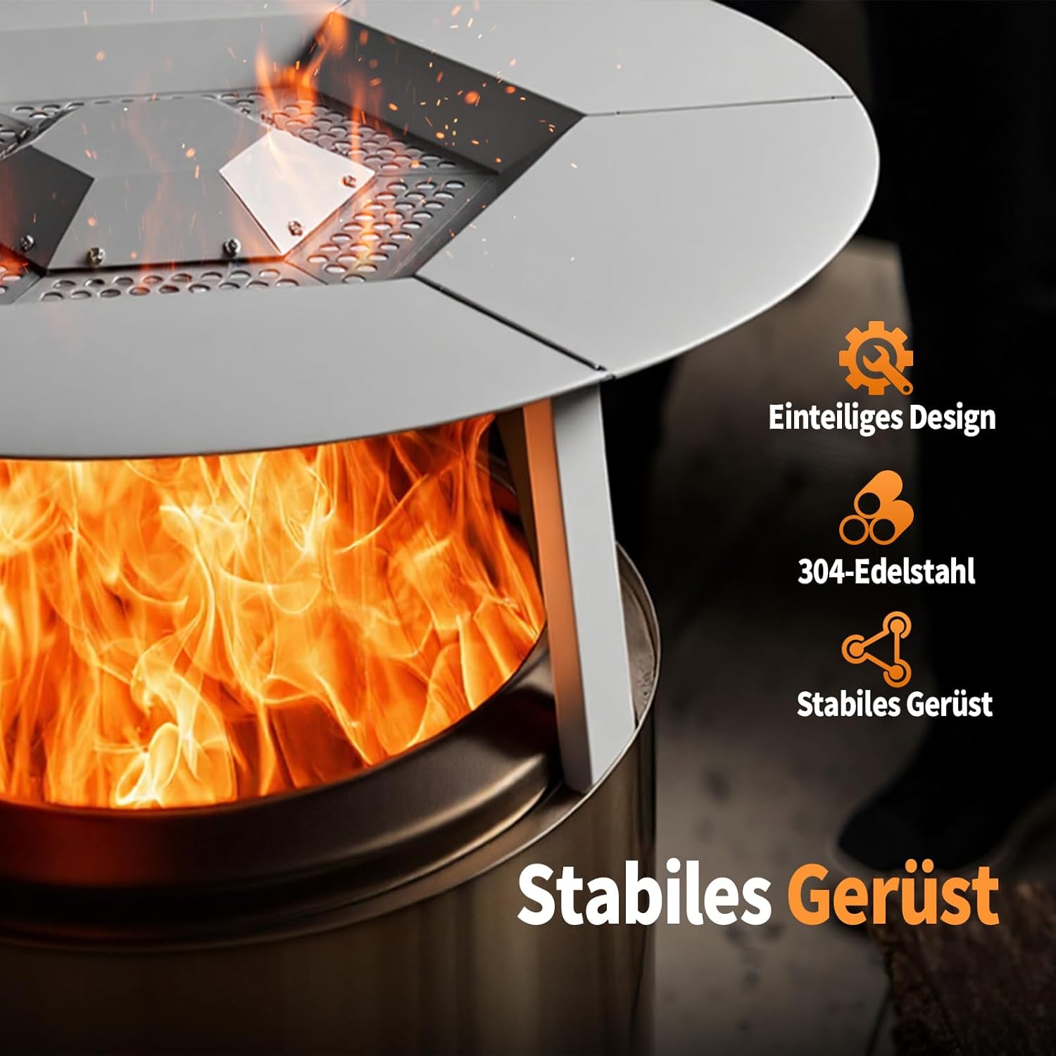 Solo Stove Bonfire Wärmeverteiler für Feuerschale – Mit 3 Abnehmbaren Füßen, Edelstahl Zubehör für Bonfire Feuerstelle, Effiziente Wärmeverteilung,Solo Stove Bonfire Hitzeverteiler
