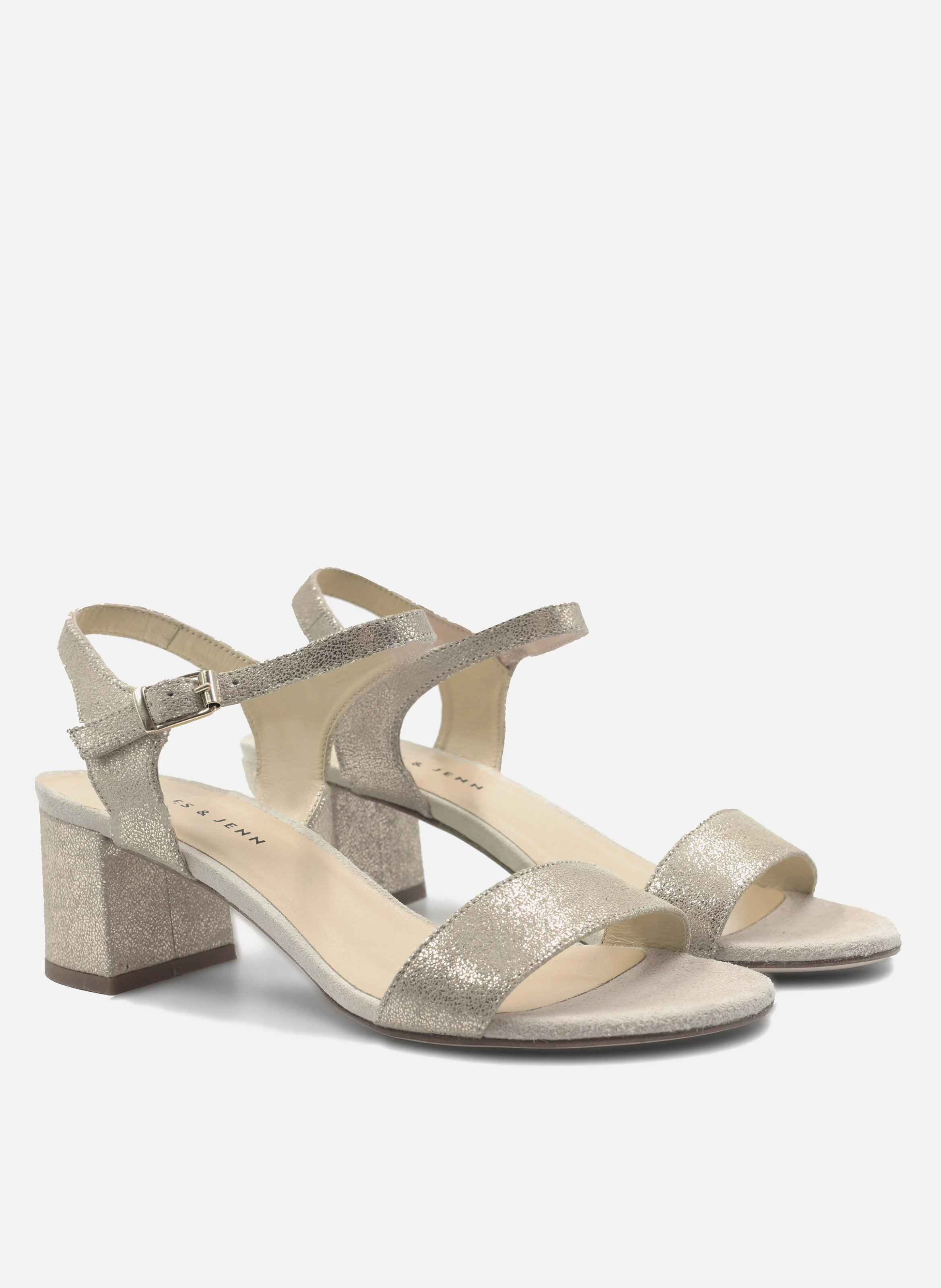 Sandales moyen talon cuir métalisé | Doré