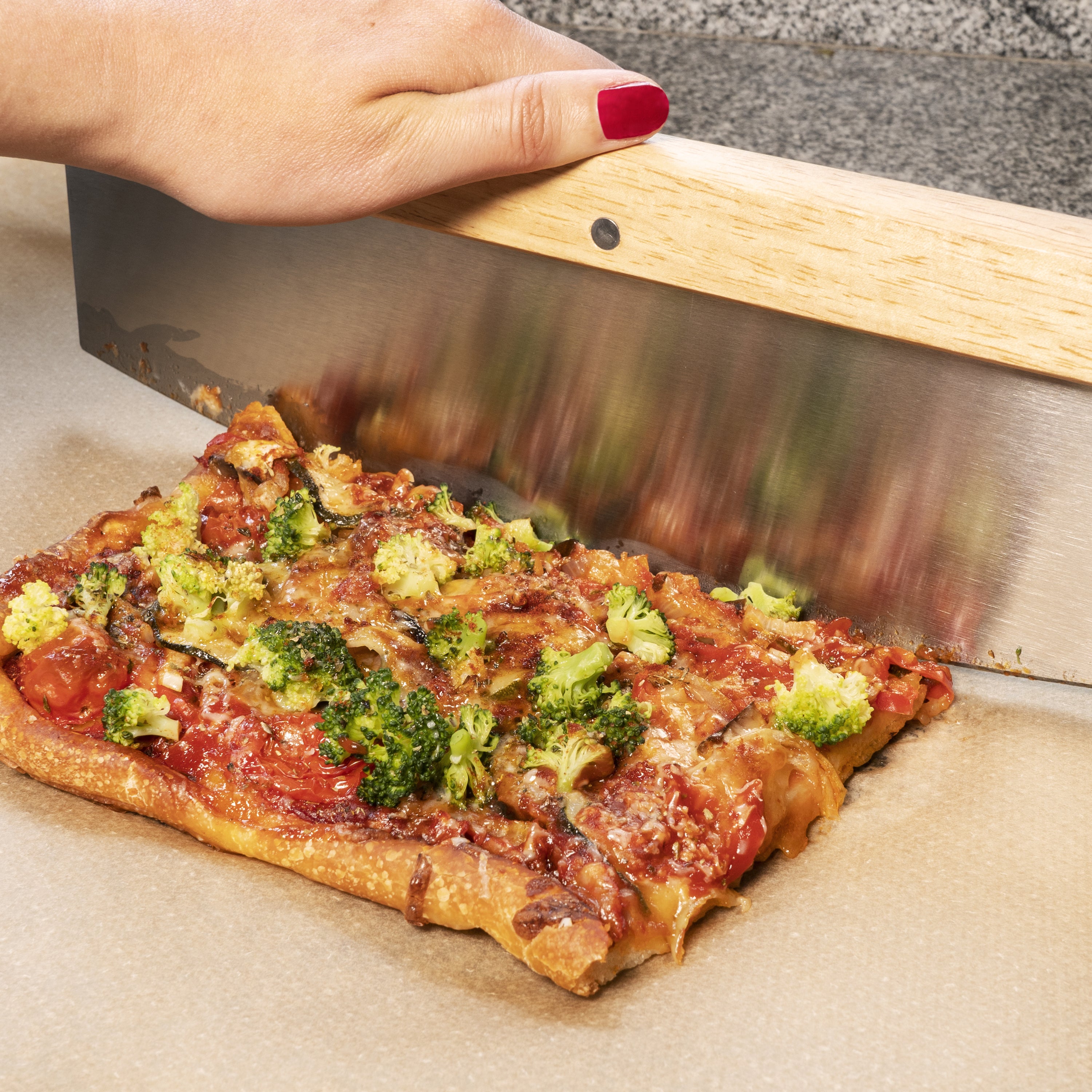 Krumble Pizzames met houten handvat