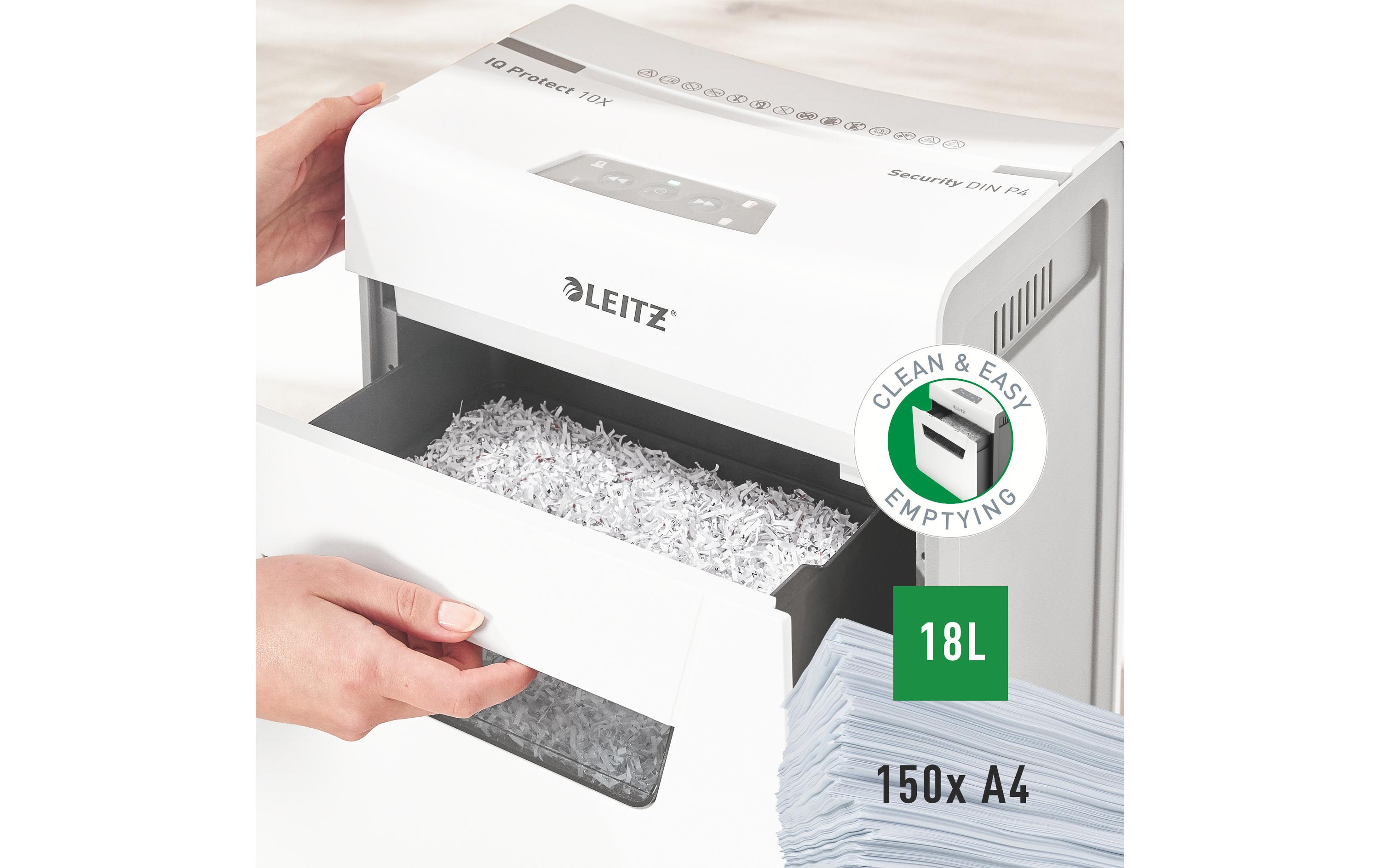Aktenvernichter IQ Protect Premium 10X , P-4, 10 Blatt<br>Manueller Dokumentenvernichter mit Partikelschnitt für die sichere Vernichtung vertraulicher Unterlagen