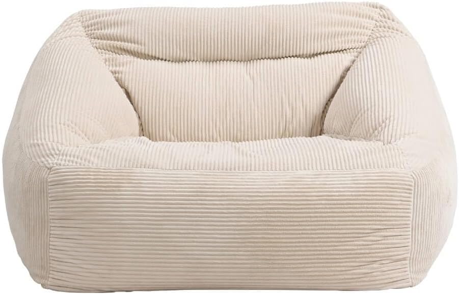 Home Deluxe - Sitzsack Cozy - Stoff: Samt Cord, Farbe: Beige - Maße: 100 x 88 x 80 cm, inkl. Füllung I Sitzmöbel Bean Bag Sitzsäcke