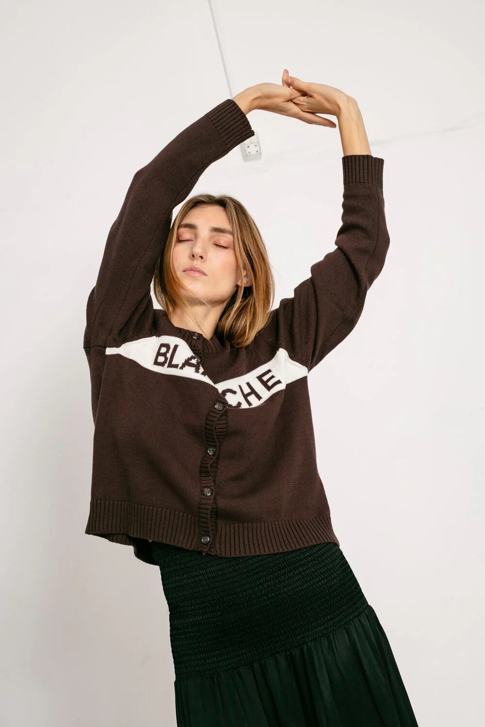 BLANCHE  Latifah uldCardigan - Major Brown