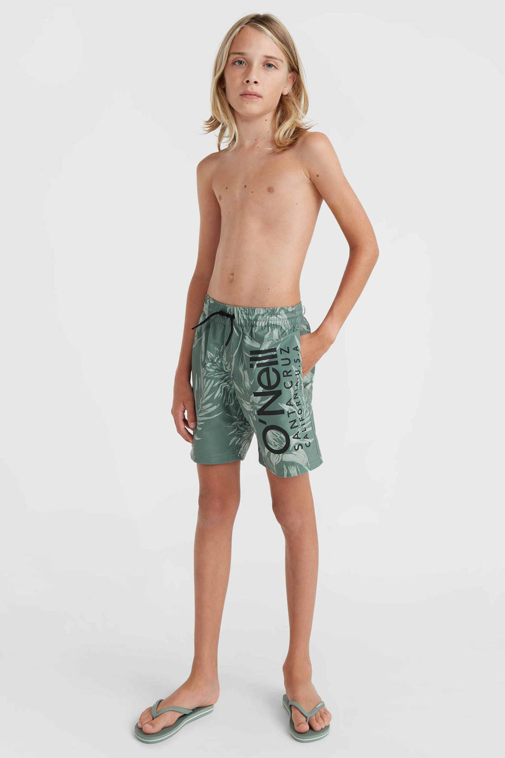 zwemshort met logo donkergroen