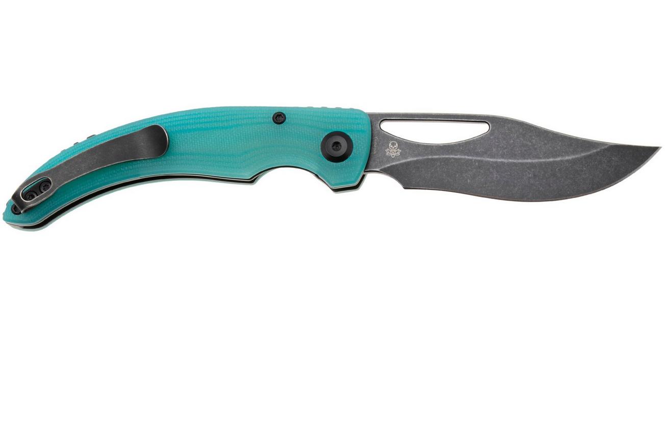Tenable Knives Gideon T1119A5 Blackwashed Nitro-V, Blue G10, zakmes, Dead Sober design