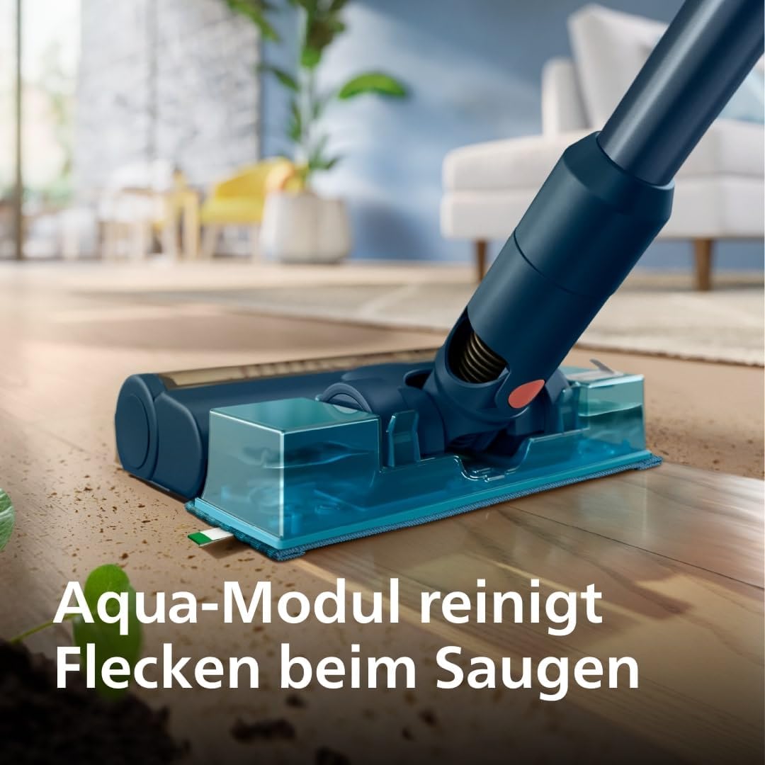 Philips SpeedPro Max Kabelloser Staubsauger 5000 Series, Tierhaar-Düse, Leistungsstarke Saugkraft, 60 Min. Laufzeit, Düse mit LED-Beleuchtung, Aqua-Modul, Fugendüse & Kombidüse (XC5142/01)