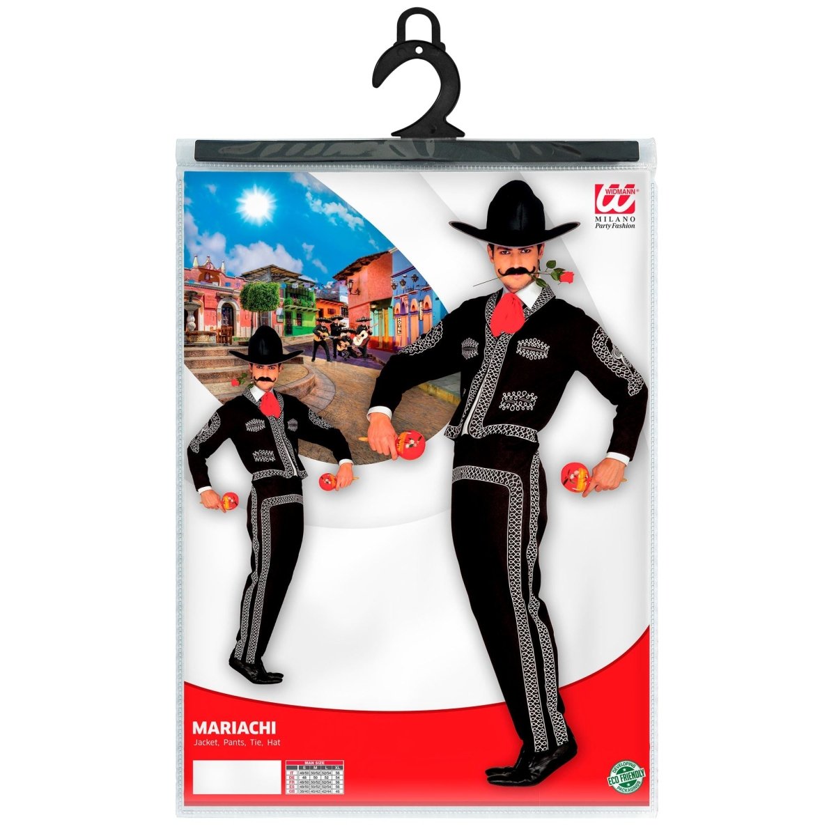 Rood Zwarte Kostuum Heren Mariachi