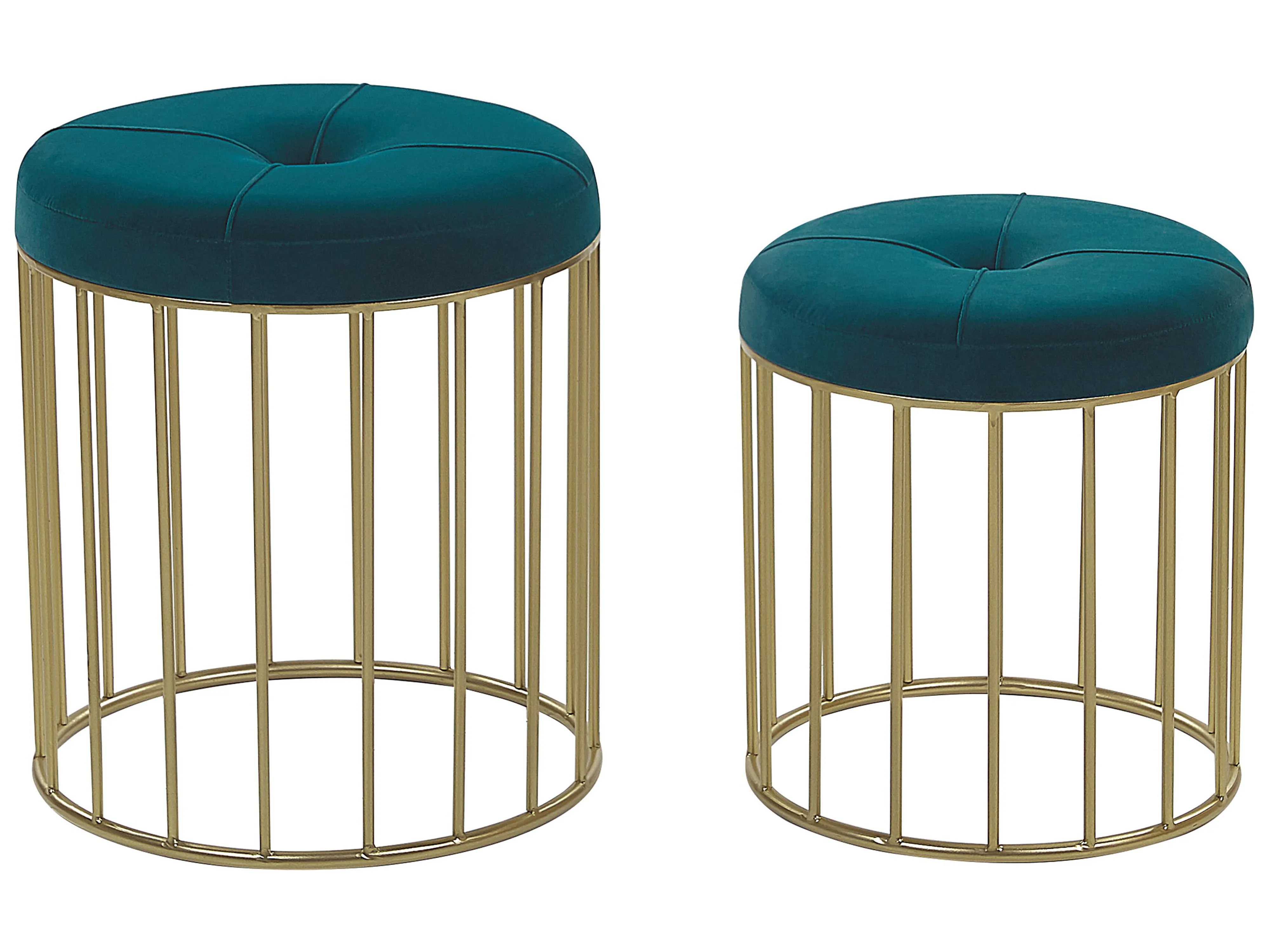 Set van 2 krukken LUBBOCK Fluweel Groenblauw