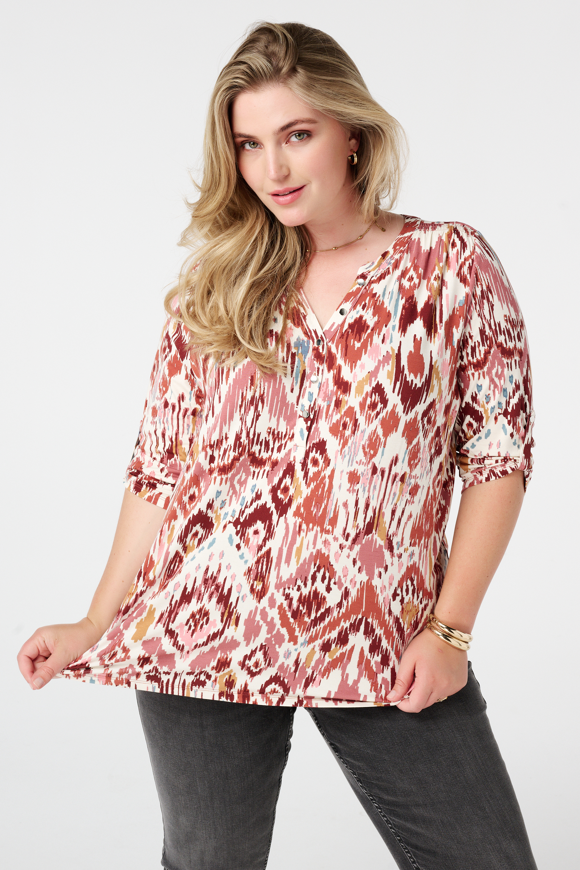 Top met print Multi Steen rood
